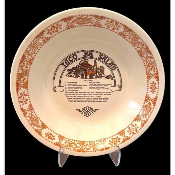 Vintage 1983 Royal China Garden Classics Ceramic Taco Salad Serving Bowl Recipe - Picture 1 of 5